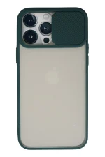 Newface iPhone 13 Pro Max Kılıf Palm Buzlu Kamera Sürgülü Silikon - Yeşil