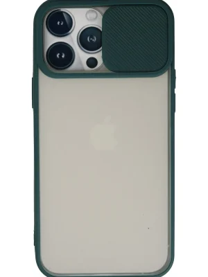 Newface iPhone 13 Pro Max Kılıf Palm Buzlu Kamera Sürgülü Silikon - Yeşil