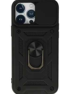 Newface iPhone 13 Pro Max Kılıf Pars Lens Yüzüklü Silikon - Siyah