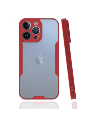 Newface iPhone 13 Pro Max Kılıf Platin Silikon - Kırmızı