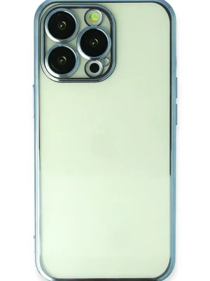 Newface iPhone 13 Pro Max Kılıf Razer Lensli Silikon - Açık Mavi