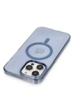 Newface iPhone 13 Pro Max Kılıf Tron Şeffaf Magsafe Kapak - Mavi - Görsel 2