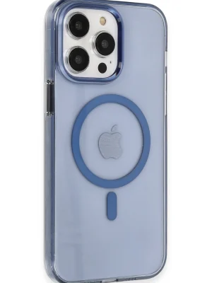 Newface iPhone 13 Pro Max Kılıf Tron Şeffaf Magsafe Kapak - Mavi