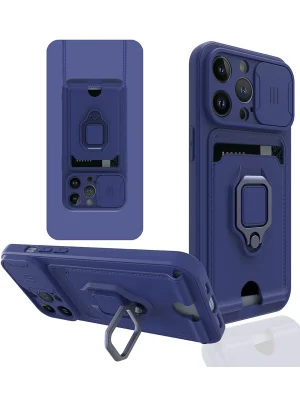 Newface iPhone 13 Pro Max Kılıf Zuma Kartvizitli Yüzüklü Silikon - Lacivert