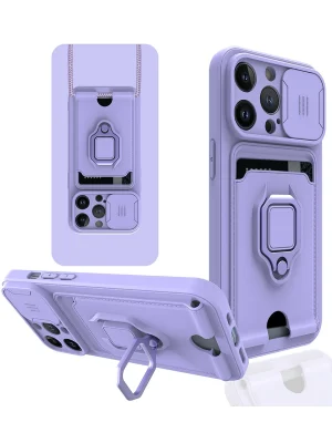 Newface iPhone 13 Pro Max Kılıf Zuma Kartvizitli Yüzüklü Silikon - Lila