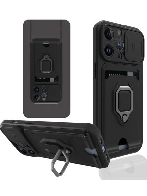 Newface iPhone 13 Pro Max Kılıf Zuma Kartvizitli Yüzüklü Silikon - Siyah