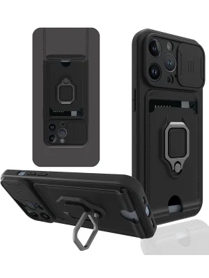 Newface iPhone 13 Pro Max Kılıf Zuma Kartvizitli Yüzüklü Silikon - Siyah