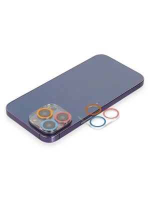 Newface iPhone 13 Pro Renkli Kamera Lens Koruma Cam - Pembe-Mavi