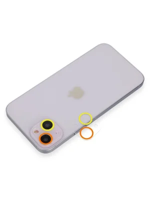 Newface iPhone 13 Renkli Kamera Lens Koruma Cam - Sarı-Turuncu
