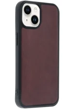 Newface iPhone 14 Kılıf Aras Deri Kapak - Bordo - Görsel 2