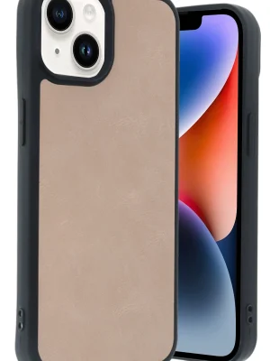 Newface iPhone 14 Kılıf Aras Deri Kapak - Pudra