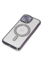 Newface iPhone 14 Kılıf Joke Simli Magneticsafe Kılıf - Derin Mor - Görsel 3