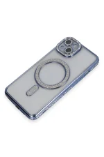 Newface iPhone 14 Kılıf Joke Simli Magneticsafe Kılıf - Mavi - Görsel 3