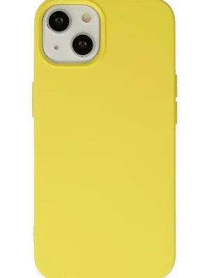 Newface iPhone 14 Kılıf Nano içi Kadife Silikon - Sarı