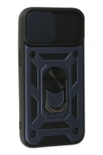 Newface iPhone 14 Kılıf Pars Lens Yüzüklü Silikon - Lacivert - Görsel 2