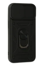 Newface iPhone 14 Kılıf Pars Lens Yüzüklü Silikon - Siyah - Görsel 2