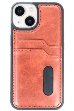 Newface iPhone 14 Kılıf Sara Kartvizitli Deri Kılıf - Taba - Görsel 2