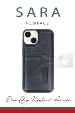 Newface iPhone 14 Kılıf Sara Kartvizitli Deri Kılıf - Taba - Görsel 3