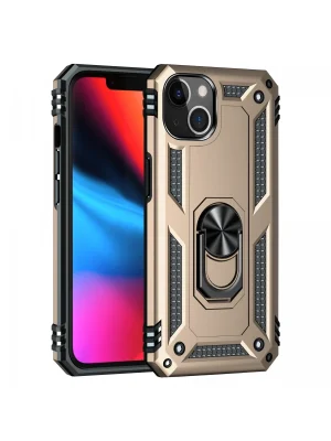 Newface iPhone 14 Kılıf Sofya Yüzüklü Silikon Kapak - Gold