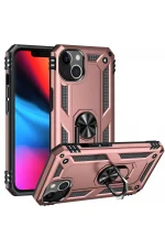 Newface iPhone 14 Kılıf Sofya Yüzüklü Silikon Kapak - Rose - Görsel 2