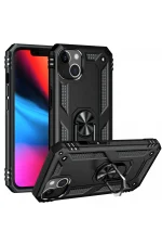 Newface iPhone 14 Kılıf Sofya Yüzüklü Silikon Kapak - Siyah - Görsel 2