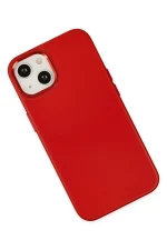 Newface iPhone 14 Plus Kılıf Asya Deri Silikon - Kırmızı - Görsel 3