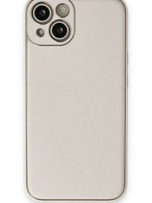 Newface iPhone 14 Plus Kılıf Coco Deri Silikon Kapak - Beyaz