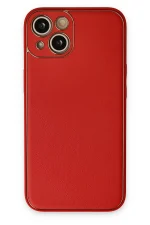Newface iPhone 14 Plus Kılıf Coco Deri Silikon Kapak - Kırmızı