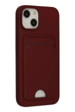 Newface iPhone 14 Plus Kılıf Kelvin Kartvizitli Silikon - Bordo - Görsel 2