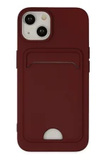 Newface iPhone 14 Plus Kılıf Kelvin Kartvizitli Silikon - Bordo