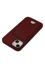 Newface iPhone 14 Plus Kılıf Kelvin Kartvizitli Silikon - Bordo - Görsel 4