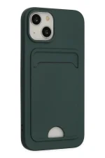 Newface iPhone 14 Plus Kılıf Kelvin Kartvizitli Silikon - Koyu Yeşil