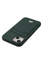 Newface iPhone 14 Plus Kılıf Kelvin Kartvizitli Silikon - Koyu Yeşil - Görsel 4