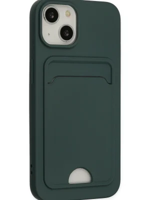 Newface iPhone 14 Plus Kılıf Kelvin Kartvizitli Silikon - Koyu Yeşil
