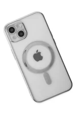 Newface iPhone 14 Plus Kılıf Magneticsafe Lazer Silikon - Gümüş - Görsel 3