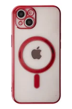 Newface iPhone 14 Plus Kılıf Magneticsafe Lazer Silikon - Kırmızı - Görsel 2