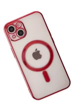 Newface iPhone 14 Plus Kılıf Magneticsafe Lazer Silikon - Kırmızı - Görsel 3