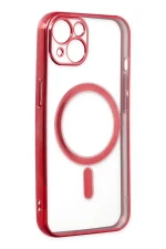 Newface iPhone 14 Plus Kılıf Magneticsafe Lazer Silikon - Kırmızı - Görsel 4