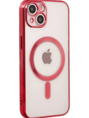 Newface iPhone 14 Plus Kılıf Magneticsafe Lazer Silikon - Kırmızı