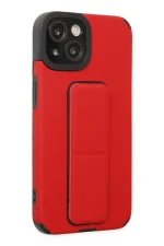 Newface iPhone 14 Plus Kılıf Mega Standlı Silikon - Kırmızı - Görsel 2
