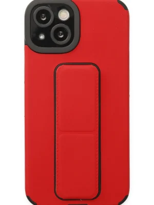 Newface iPhone 14 Plus Kılıf Mega Standlı Silikon - Kırmızı