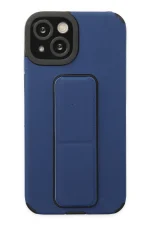 Newface iPhone 14 Plus Kılıf Mega Standlı Silikon - Mavi