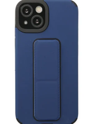 Newface iPhone 14 Plus Kılıf Mega Standlı Silikon - Mavi