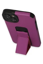 Newface iPhone 14 Plus Kılıf Mega Standlı Silikon - Mor - Görsel 5