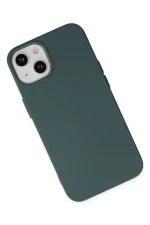 Newface iPhone 14 Plus Kılıf Nano içi Kadife Silikon - Koyu Yeşil - Görsel 3