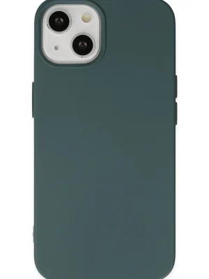 Newface iPhone 14 Plus Kılıf Nano içi Kadife Silikon - Koyu Yeşil