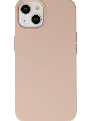 Newface iPhone 14 Plus Kılıf Nano içi Kadife Silikon - Pudra