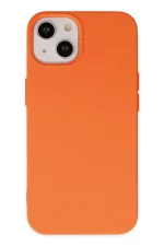 Newface iPhone 14 Plus Kılıf Nano içi Kadife Silikon - Turuncu