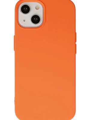 Newface iPhone 14 Plus Kılıf Nano içi Kadife Silikon - Turuncu