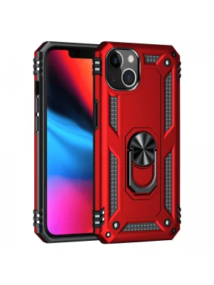 Newface iPhone 14 Plus Kılıf Sofya Yüzüklü Silikon Kapak - Kırmızı